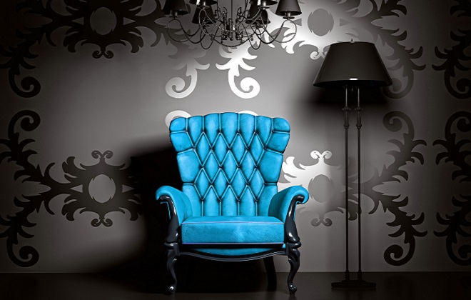 blue chair black background