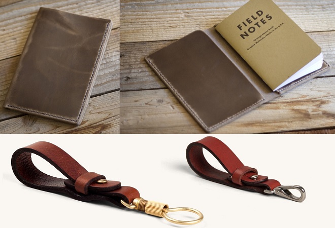 Inkleaf Leather Field Notes and Moleskine Cahier Cover & Tanner Goods Key Ring Lanyard and Key Lanyard