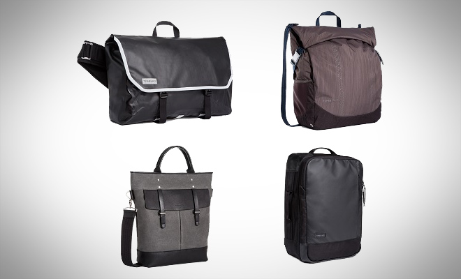 Timbuk2 Especial Primo Waterproof Messenger Bag, Lux Waterproof Pannier, Bourbon Tote and Jet Laptop Backpack 