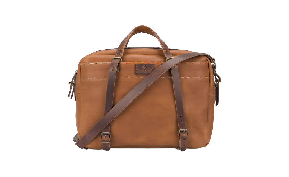 Bleu de Chauffe Camel Report Leather Briefcase