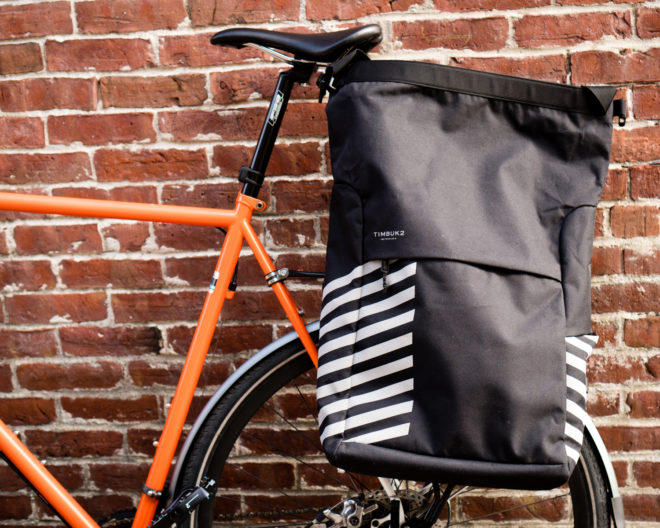 Timbuk2 Portola pannier on bike