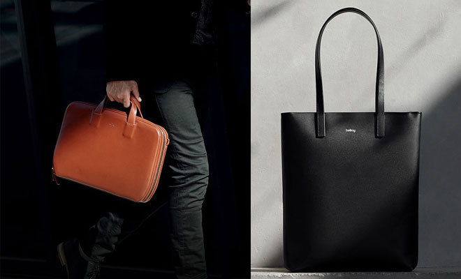 Leather brief and tote bag