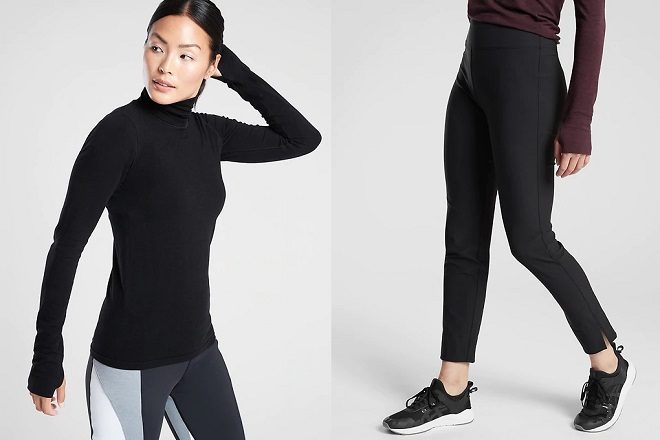 Athleta Merino Wool Turtleneck & Wander Slim Ankle Pants