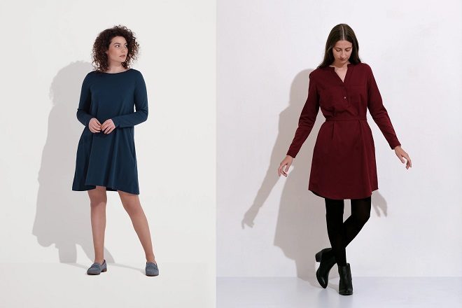 wool& rowena swing dress and clara shirt dress