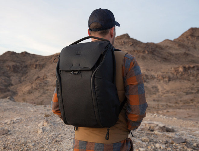 Peak Design Everyday Backpack Zip vs Everyday Backpack V2 (lifestyle in desert)