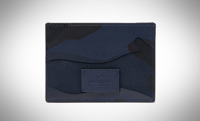 Valentino Garavani Camouflage-Print Leather and Canvas Cardholder