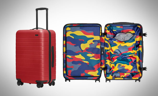 away travel red luggage