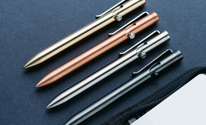 Tactile Turn Bolt Action Pens in Brass, Titanium and more