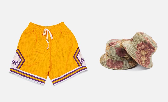 Bricks & Wood Showtime Basketball Shorts and Floral Corduroy Bucket Hat