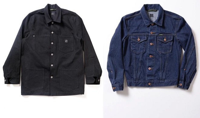 Glenn's Denim GD213 Chore Coat, Raw 14 Oz Denim and GD211 Slim Trucker Jacket, Washed 13 Oz Selvedge Denim