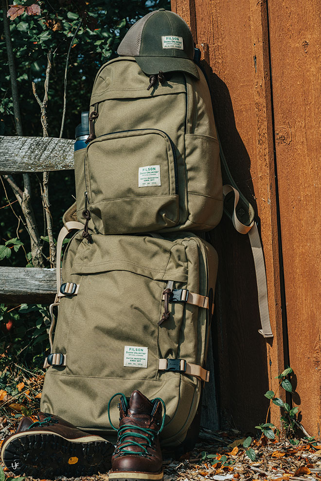 Filson x Ducks Unlimited Dryden Backpack and 2-Wheel Carry-On