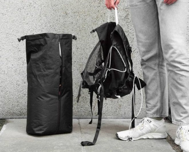 Experimental makers: Whitelabel Designs Roll Duffel 20L > 30L Ultralight frameless backpack sling with removable X-Pac capsule