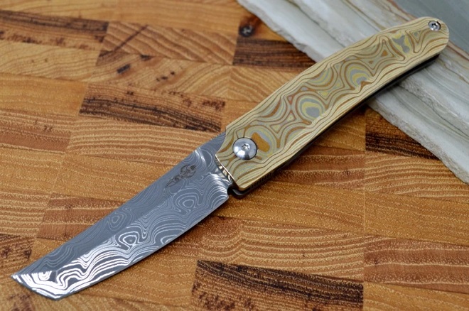 Ohlone Knives Abohlone Custom - Vegas Forged Damascus Blade / Mokume Scale Handle