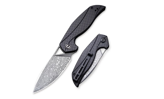 CIVIVI Anthropos Flipper Knife Black G10 Handle with Carbon Fiber Overlay
