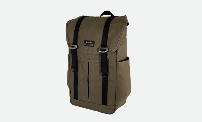 Graphite Camouflage Wax Canvas Backpack with Fringe