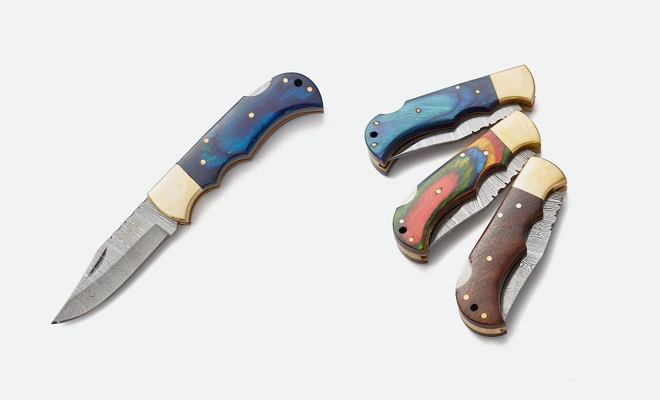 Rill Simple Tools Damascus Folding Knife