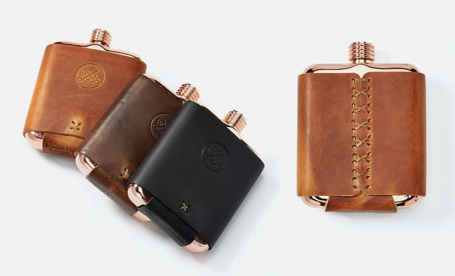 Whiskey Leatherworks Clark Fork Copper Flask