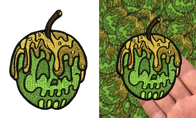 Seventh.Ink Green Candy Apple Embroidered Patch
