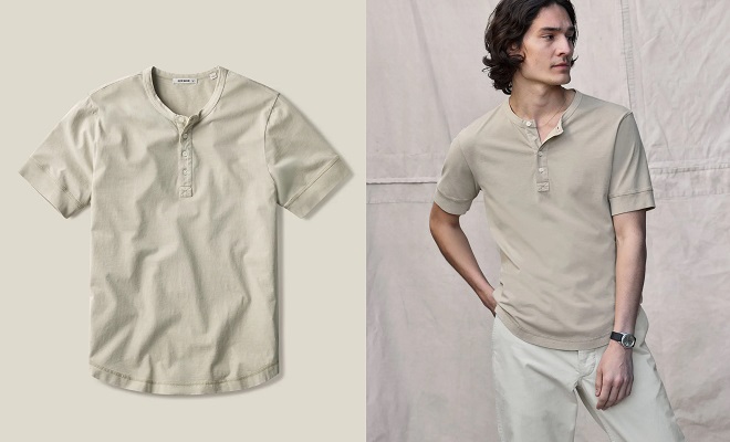 Buck Mason Pima S/S Curved Hem Henley