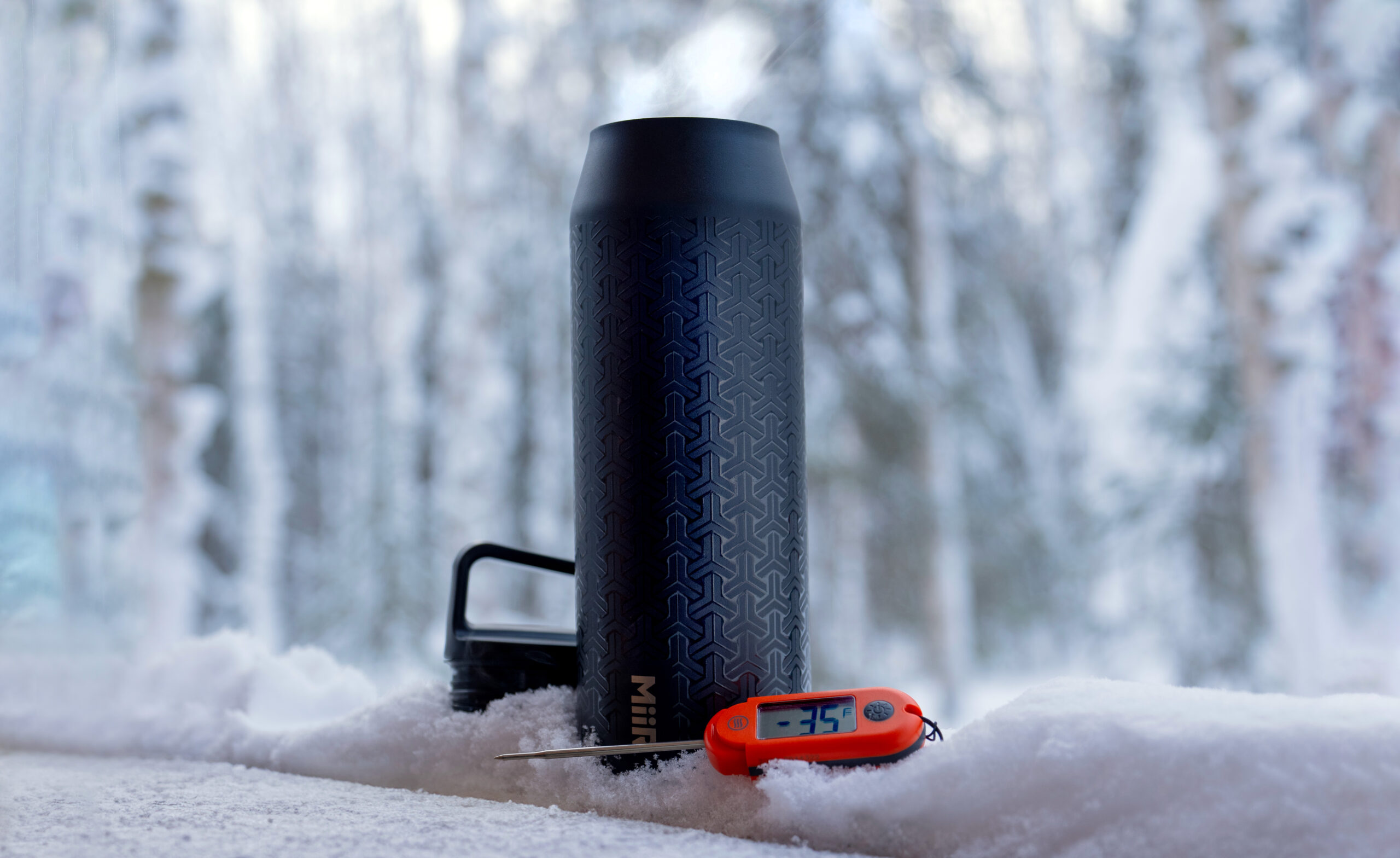 WATERBOTTLE IN SNOW IN ALASKA
