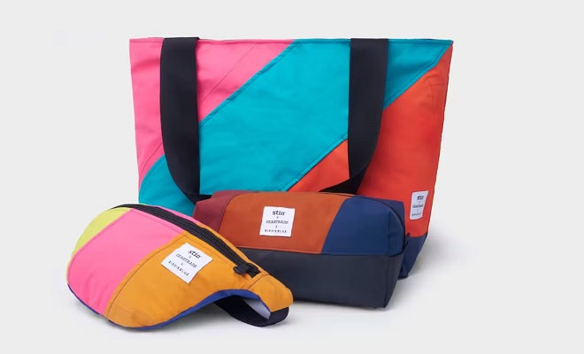 Stio x BirdieBlue x Geartrade Upcycled Bag Collection