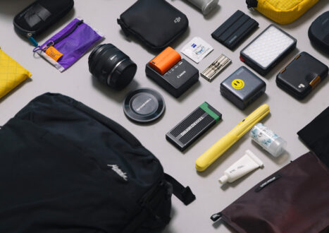 video gear laid out on table