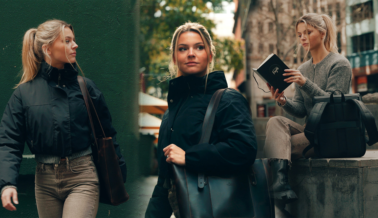 FOUR GREAT WORK BAGS ON MODEL