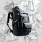 BACKPACK FLOATING IN CLOUD OF BACKPACK SKETCHES