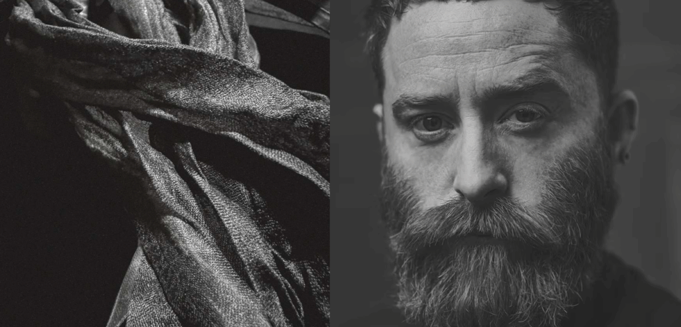 sruli recht with spider silk scarf