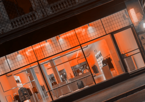 Orange lit retail fashion store