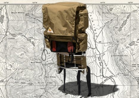 kelty backpack with a map backdrop