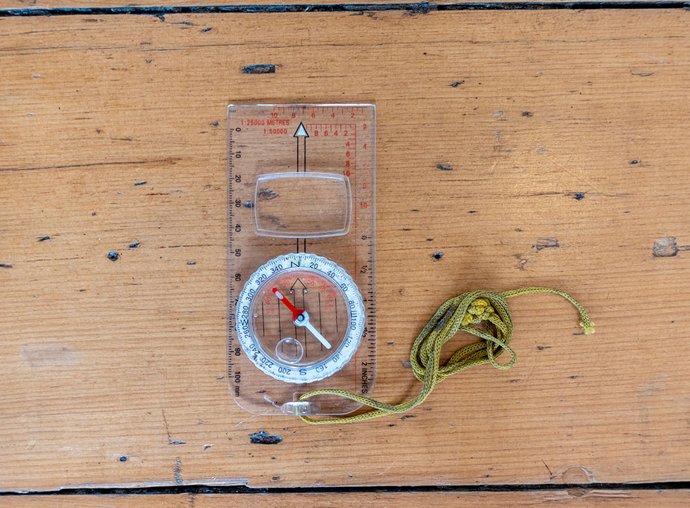 Compass used on solo jungle cycling expedition by Jude Kriwald