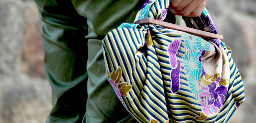 man carrying furoshiki
