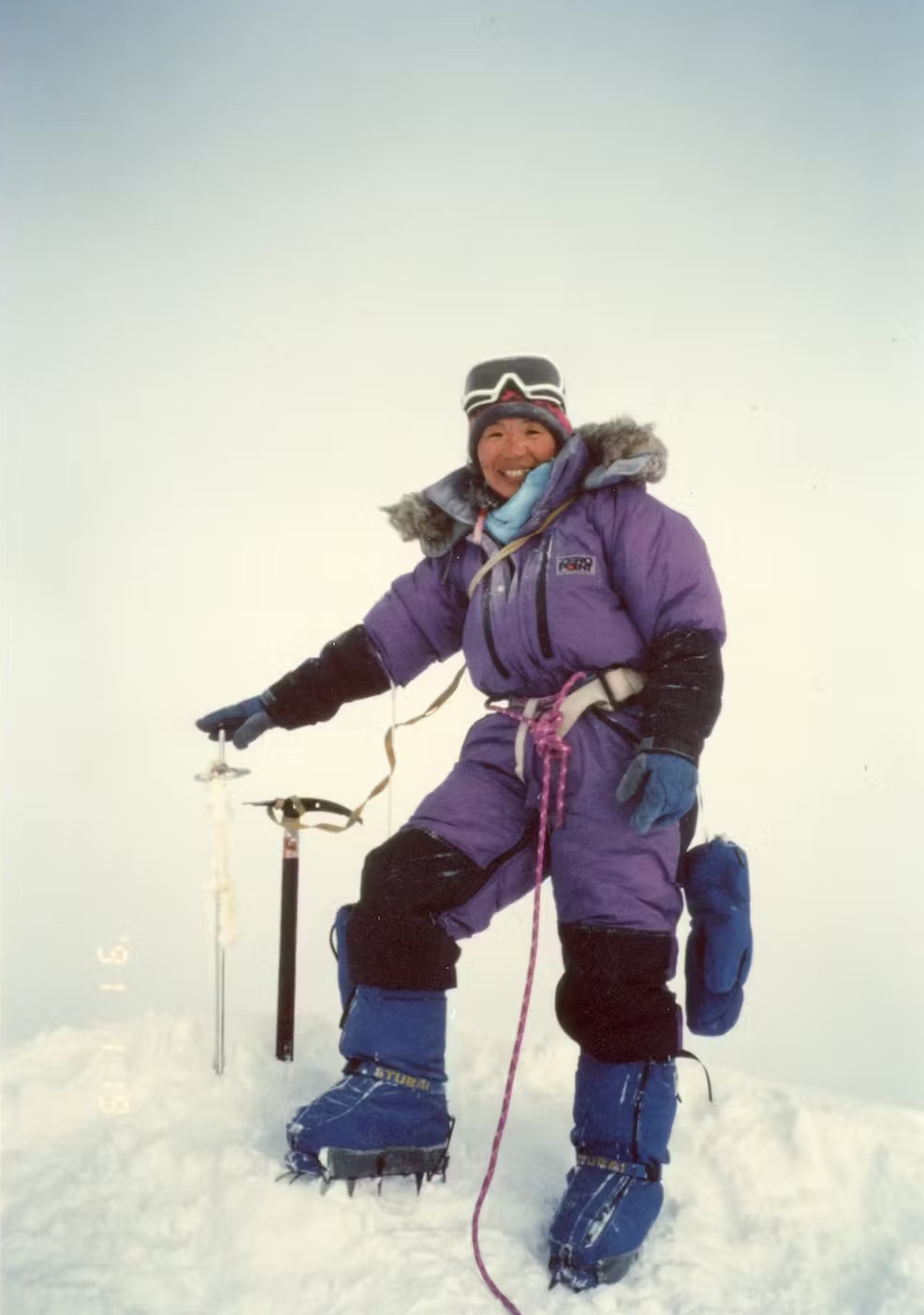 Tabei climbing Vinson Massif, a mountain in Antarctica (1991). Junko Tabei Foundation